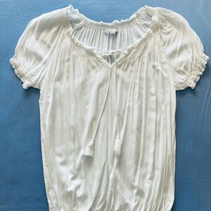 GAP White Women's Blouse with Tassel Tie